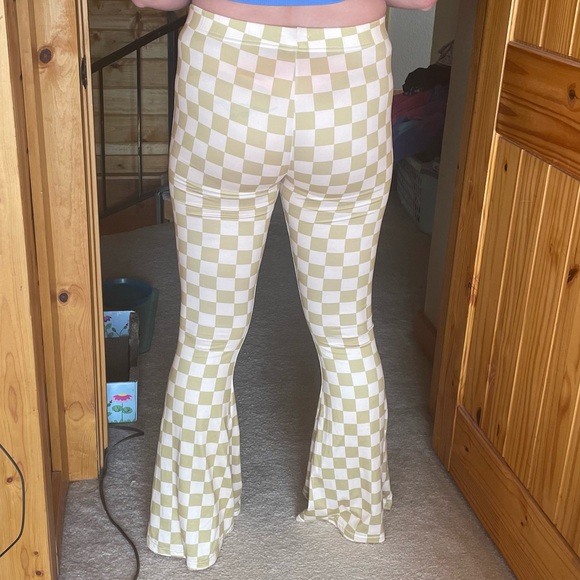 Daisy Del Sol Bell Bottoms - Green Checkerboard - Picture 2 of 10